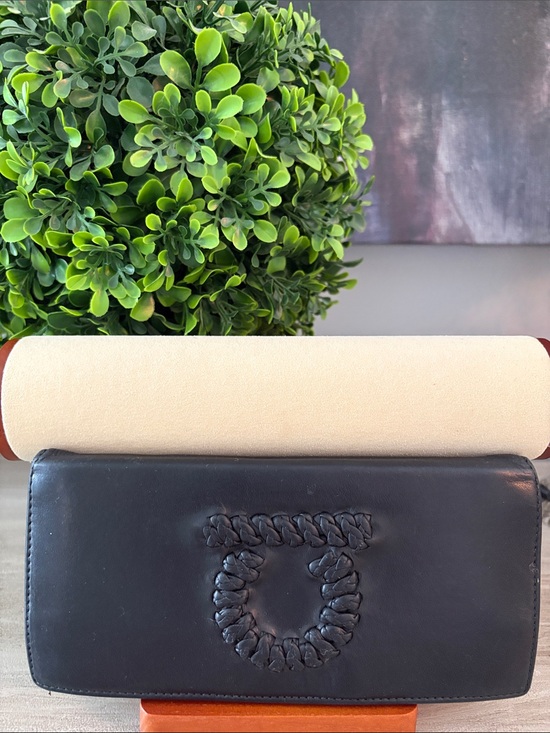 Salvatore Ferragamo Handbags - Salvatore Ferragamo Black Woven Logo Leather Wallet